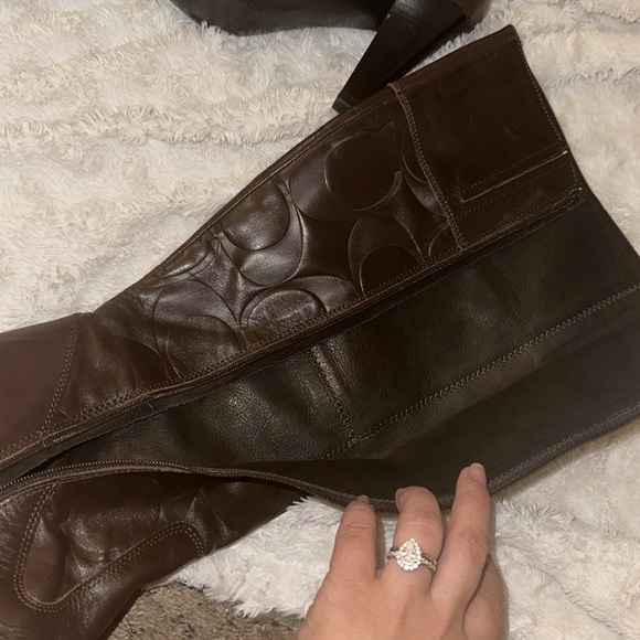 Coach Millie signature embossed leather boots in chestnut. - Picture 5 of 6